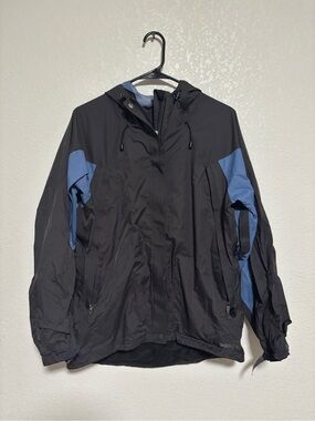 REI Coat Full Zip Hood Blue And Black
